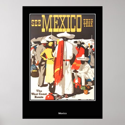 vintage Travel Print Poster Mexique (Devant)