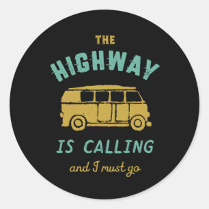 Vintage Travel Road Trip the Highway Ronde Sticker