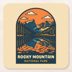 Vintage Travel Rocky Mountain National Park Retro Vierkante Kartonnen Onderzetter