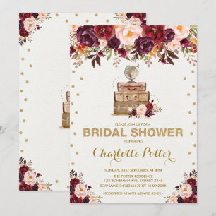 Vintage Travel Rustic Floral Vrijgezellenfeest Par Kaart