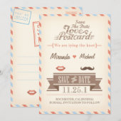 Vintage Travel Save the Date Briefkaart (Voorkant / Achterkant)