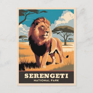 Vintage Travel Serengeti Nationaal Park Tanzania Briefkaart