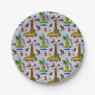 Vintage Travel Skyline New York Liberty Autumn Papieren Bordje