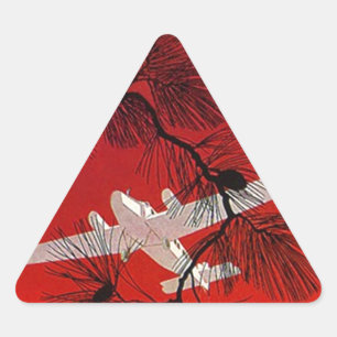 Vintage Travel Stickers Vliegtuig Prop FW Rood