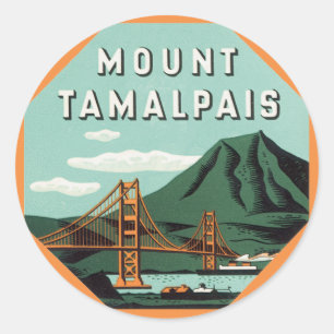 Vintage Travel, Tamalpais Mountain of Mount Tam Ronde Sticker