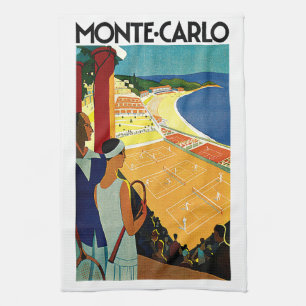 Vintage Travel, Tennis, Sport, Monte Carlo Monaco Theedoek