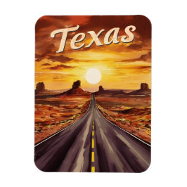 Vintage Travel Texas Landschap Retro Schilderachti Magneet