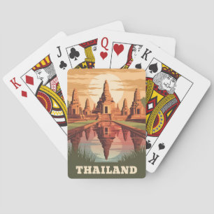 Vintage Travel Thailand Boeddhistische Tempel Zons Pokerkaarten