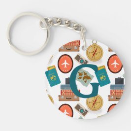Vintage Travel Thema gepersonaliseerd Sleutelhanger