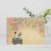 Vintage Travel Thmed Invites Kaart (Staand voorkant)