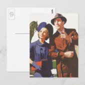 Vintage Travel, toeristen op Vacation Sightsee Briefkaart (Voorkant / Achterkant)