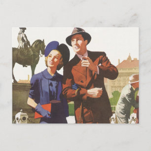 Vintage Travel, toeristen op Vacation Sightsee Briefkaart