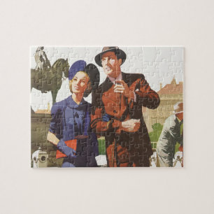 Vintage Travel, toeristen op Vacation Sightsee Legpuzzel