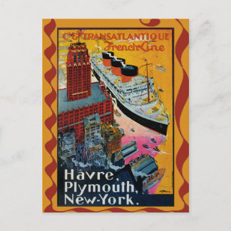 Vintage Travel - Transatlantische Franse lijn Briefkaart