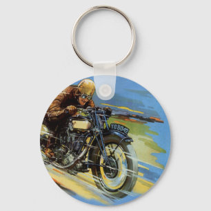 Vintage Travel Transportation, Racing Motorcycle Sleutelhanger