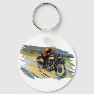 Vintage Travel Transportation, Racing Motorcycle Sleutelhanger