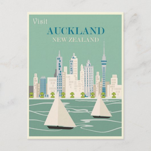 Vintage Travel uit Nieuw-Zeeland Briefkaart (Voorkant)