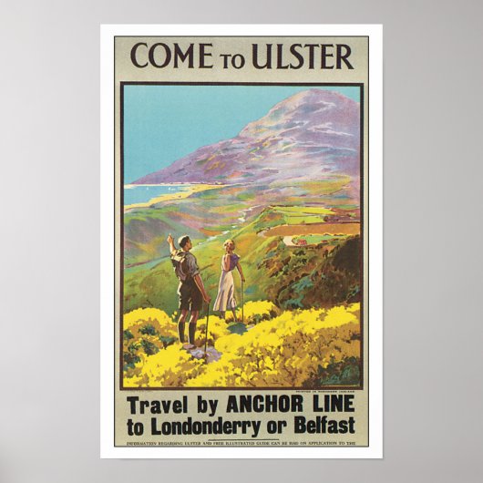 Vintage Travel Ulster Ierland Poster (Voorkant)