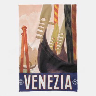Vintage Travel, Venezia, Venetië, Italië Theedoek