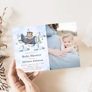 Vintage Travel Vliegtuig Baby shower Party Foto Kaart