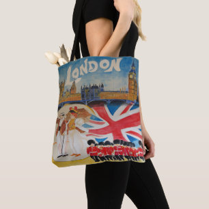 Vintage Travel Waterverf Art - London England Draagtas