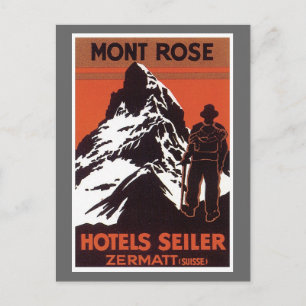Vintage Travel Zermatt Zwitserland Hotel Label Briefkaart