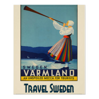 Vintage Travel Zweden Glossy Poster Perfect Poster