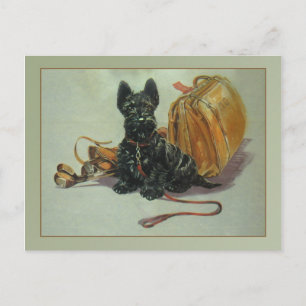 Vintage Traveling Scottie Dog Briefkaart