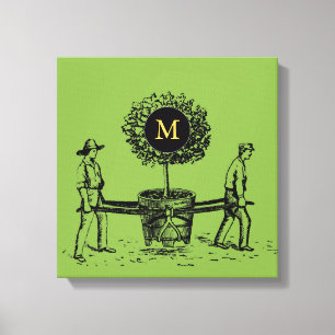 Vintage Tree Family Reunion Monogram Canvas Afdruk