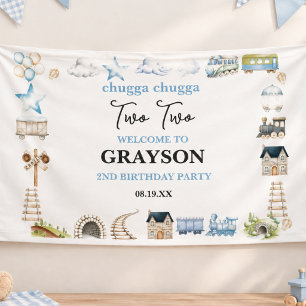 Vintage Trein 2e Verjaardag – Choo Choo Feest Spandoek