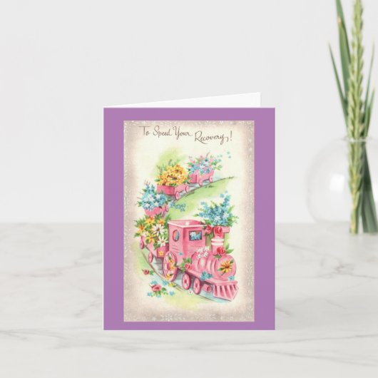 Vintage trein bloemen komt goed kaart (Voorkant)