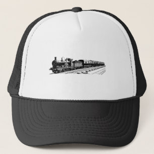 Vintage trein - zwart trucker pet