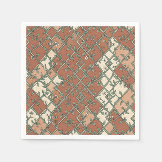 Vintage Trellis Vine Floral Pattern Terracotta Servet
