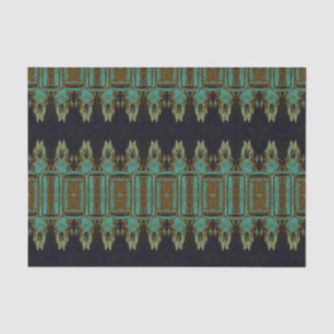 Vintage Tribale Patroon Teal Bruine Kunst Stier Sc Tissuepapier