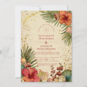 Vintage Tropical Floral Wedding Kaart (Voorkant)