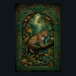 Vintage Tropical Leopard Poster<br><div class="desc">Bring the beauty of the wild into your home with this breathtaking Boho Leopard Jungle Poster. Showcasing a magnificent leopard resting on a tree branch within an ornate emerald green arch, this scenic wall art features a serene waterfall and lush dark botanical foliage in the background. Perfect for maximalist home...</div>