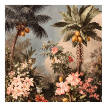 Vintage Tropical Paradise with Palm Trees