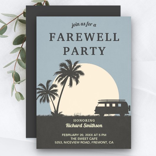 Vintage Tropical Van Farewell Party Invitation