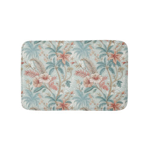 Vintage Tropisch Bloemmotief met Kust Elegantie Badmat