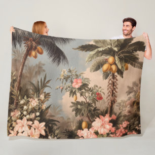 Vintage Tropisch Paradijs met Palmbomen Fleece Deken