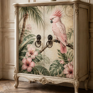 Vintage Tropisch Roze Kaketoe Decoupage Papier – B