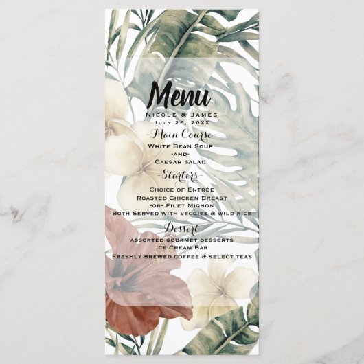 Vintage Tropische Ananas Hibiscus Trouwmenu Menu (Voorkant)