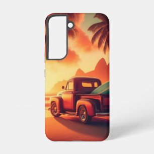 vintage tropische/Hawaiiaanse surftruck Samsung Galaxy Hoesje