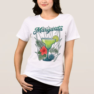 Vintage Tropische Margarita Cocktail Levendig Graf Tri-Blend Shirt