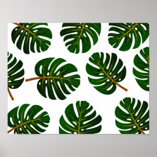 Vintage tropische Monstera palmboom bladeren poste Poster