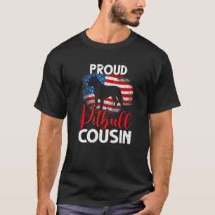 Vintage trotse Pitbull-hond neef Amerikaanse vlag T-shirt