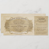 VINTAGE TROUWKAARTUITNODIGING MET RSVP KAART (Voorkant / Achterkant)