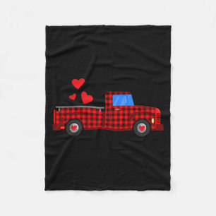 Vintage Truck Buffalo Plaid I Valentijnsdag Valen Fleece Deken