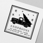Vintage Truck Christmas Tree Adresse de vacances<br><div class="desc">Répandez des vacances joyeuses avec ce charmant timbre auto-encastré ! Doté d'un camion rouge vintage transportant un arbre de Noël, ce design festif est parfait pour personnaliser les cartes de Noël, les lettres de vacances et les étiquettes cadeaux. Ajoutez facilement votre adresse de retour à vos envois et ajoutez une...</div>