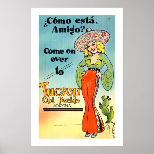 Vintage Tucson Old Pueblo Arizona Poster (Voorkant)